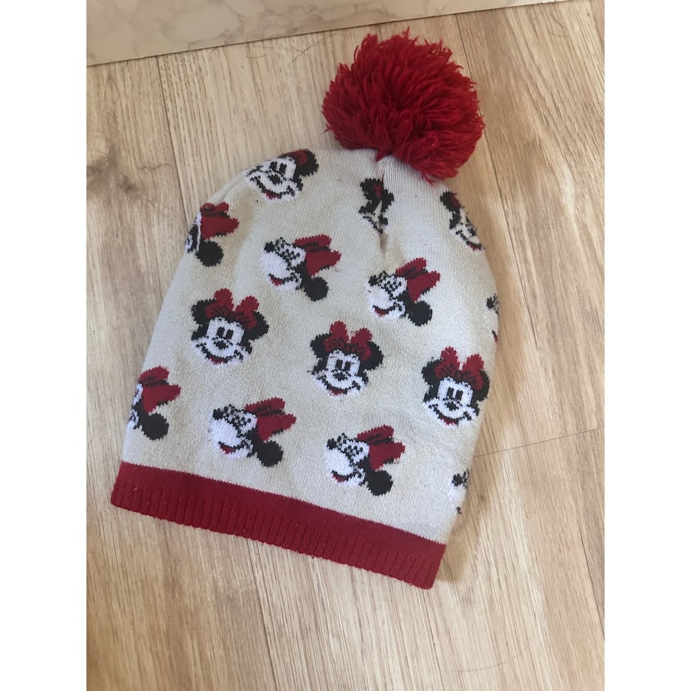 Disney Junior Minnie Mouse Kids Beanie Hat Pom Pom Knit Winter 2T-5T